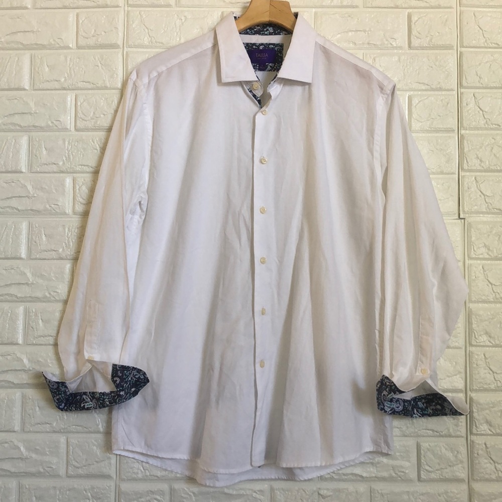 Tallia casual dress shirt floral‎ cuffs 16.5